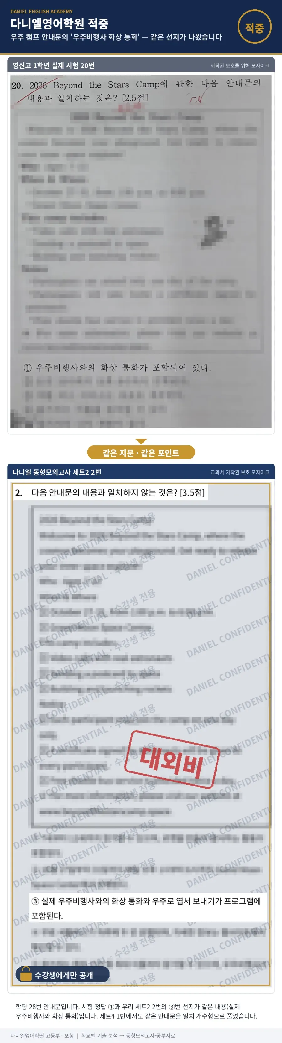 [26년 2학기 중간 영신고 1학년 영어 분석] 포항입시영어 이동 영어학원 포항영어학원 다니엘영어학원