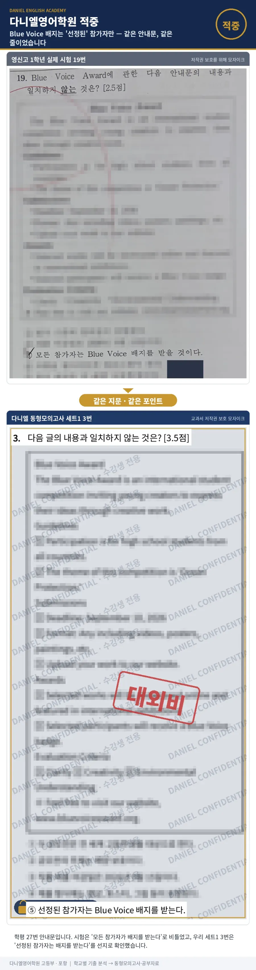 [26년 2학기 중간 영신고 1학년 영어 분석] 포항입시영어 이동 영어학원 포항영어학원 다니엘영어학원