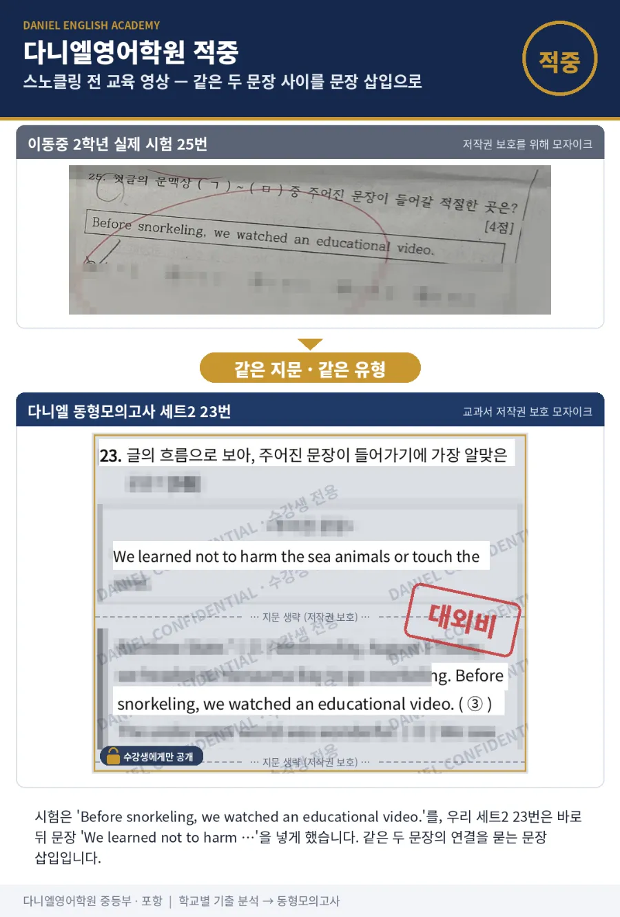 [26년 2학기 중간 이동중 2학년 영어 분석] 포항입시영어 이동 영어학원 포항영어학원 다니엘영어학원