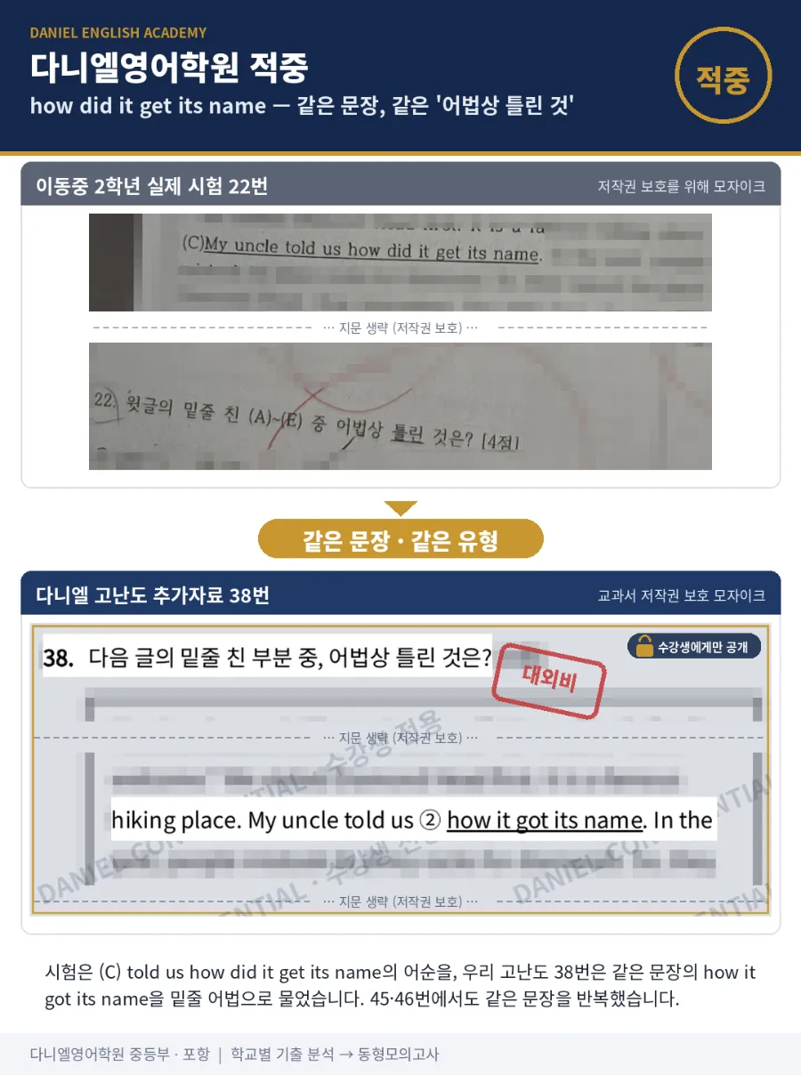 [26년 2학기 중간 이동중 2학년 영어 분석] 포항입시영어 이동 영어학원 포항영어학원 다니엘영어학원