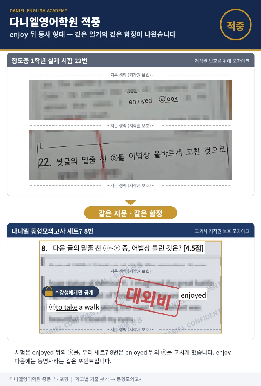 [26년 2학기 중간 항도중 1학년 영어 적중] 25문항 중 8문항 적중 — 5과 함정 3개는 같은 지문·같은 함정으로 먼저 풀었습니다