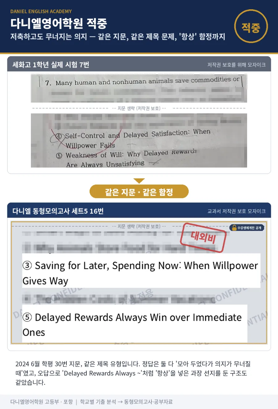 [26년 2학기 중간 세화고 1학년 영어 적중] 30문항 중 15문항, 대비자료에서 미리 다뤘습니다